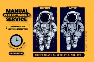do manual vector tracing of logo, image, drawing in ai