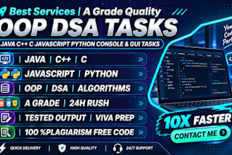 do oop dsa tasks assignments in java cpp c javascript python