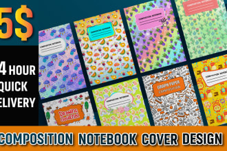 design composition notebook cover of any niche for KDP