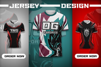 design sublimation esports and gaming jersey or soccer jersey