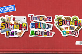 design vintage newspaper and magazine cutout letters sticker