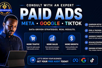 consult and provide expert guidance for meta facebook and google or tiktok ads