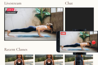 create livestream website with subscription for yoga, coaching, cooking classes