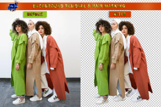 do hair masking, background removal and clipping path
