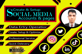 setup create and optimize all social media accounts  and page