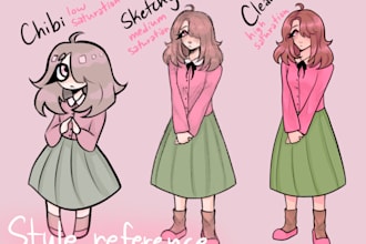 draw a fullbody anime or chibi style illustration