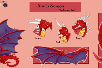 draw a dragon character sheet with full color palette