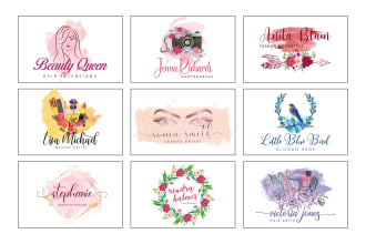 design elegant feminine hand drawn watercolor logo
