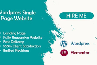 create wordpress landing page design or single page website