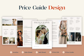 design a photography pricing guide, price list, menu design