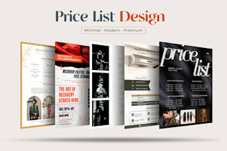 design a photography pricing guide, price list, menu design