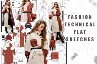create fashion tech packs and flat sketches