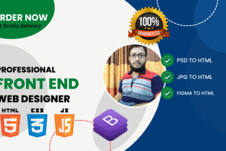 convert PSD to HTML, figma to HTML, xd to HTML website design