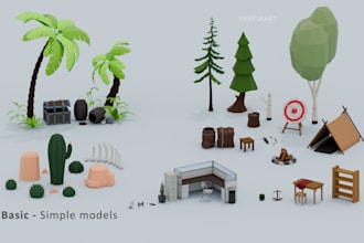 create low poly models, game props or asset packs