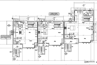 draft architectural floor plan, section, elevation, permit drawing in autocad 2d