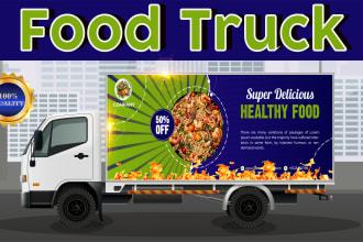design attractive food truck wrap, stylish food truck wrap design and truck wrap