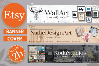 design etsy shop banner, etsy banner and logo, website banner in 2 hours