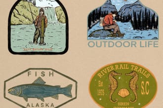 create vintage hand drawn illustration,logo or badge