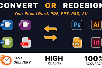 convert, redesign, and format your files, word, PDF, illustrator, indesign,