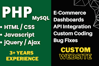 create website using PHP, mysql, HTML, CSS and javascript
