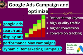 setup and optimize profitable google ads, search ads, display ads campaign