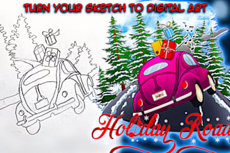redraw or draw, fix hand drawings, sketches, logo, into digital art