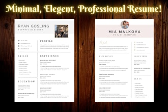 design a minimal, elegant, professional resume and cover letter