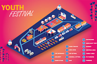 design festival maps and vector event map illustration