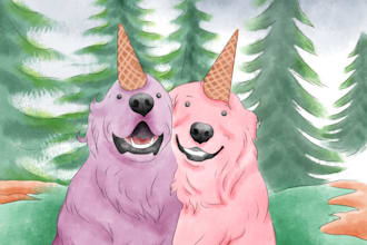 draw simple watercolor from your pet potrait