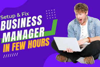 setup and fix business manager account, and link fb and insta, meta ad account