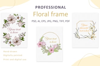 create professional floral frame illustration design