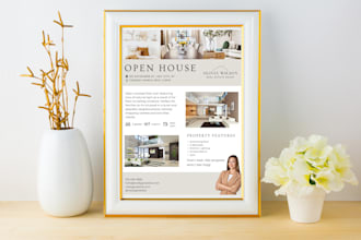 provide professional, modern open house and for rent flyer templates in canva
