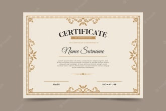 design awesome certificate  visit my gig now