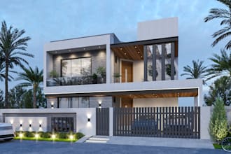 design modern house with 3d modeling and rendering