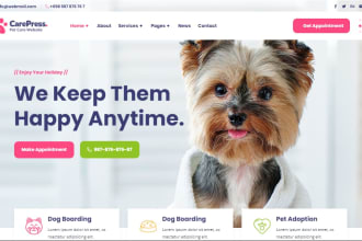 create puppies, dogs, cats, petstore, petcare wordpress website