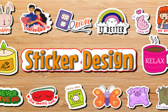 create cute kawaii sticker design for you