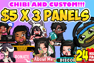 draw cute custom chibi twitch panels for you