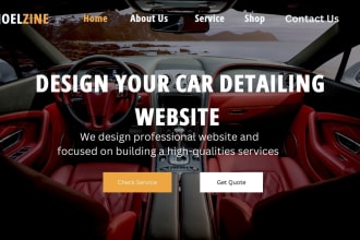 design car detailing website, car rental website, taxi booking website