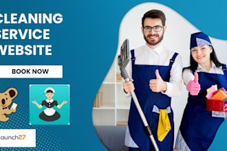 cleaning service website, house, office cleaning, booking koala website