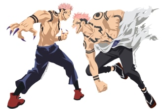 do anime art with vector style for poster, wallpaper, etc