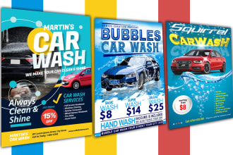 design creative car wash flyer, leaflet detailing price list, auto repair flyer