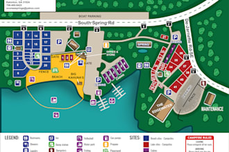 render rv park, campground map, site plan, or vector map
