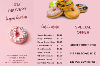 design   unique bakery and cafe  menu  cards and brochures