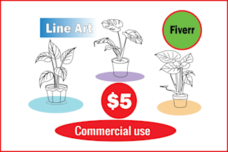 draw botanical line art illustration flower, plant, fruits