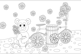 do black and white coloring book page for kids and adult
