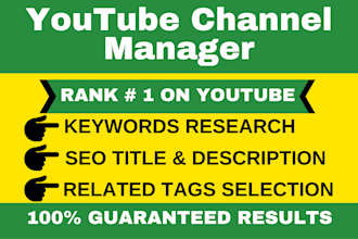 be your best youtube channel growth manager and video SEO expert