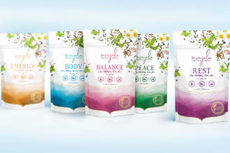 do tea or coffee label, pouch, and bag packaging design