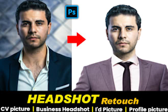 edit retouch profile photo, business headshot, a CV photo