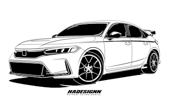 draw detailed car line art vector illustration
