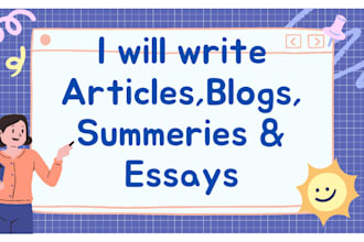 offer writing support for projects, blogs, summaries, and articles